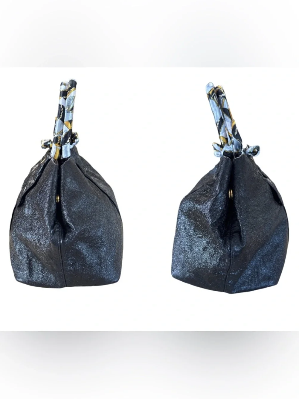 PRADA Ribbon Handbag Tote Black Patent with COA & Dust Bag VTG Medium 9x11x6 - Picture 7 of 17